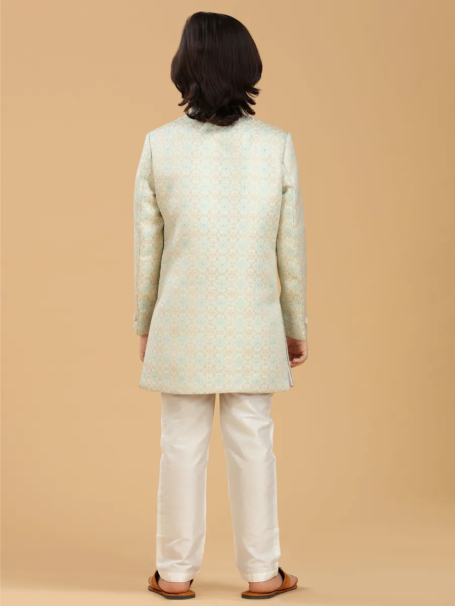 Trendy silk mint green indowestern