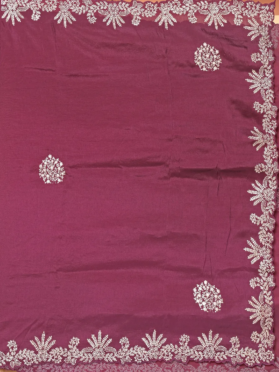 Trendy wine silk saree for festive