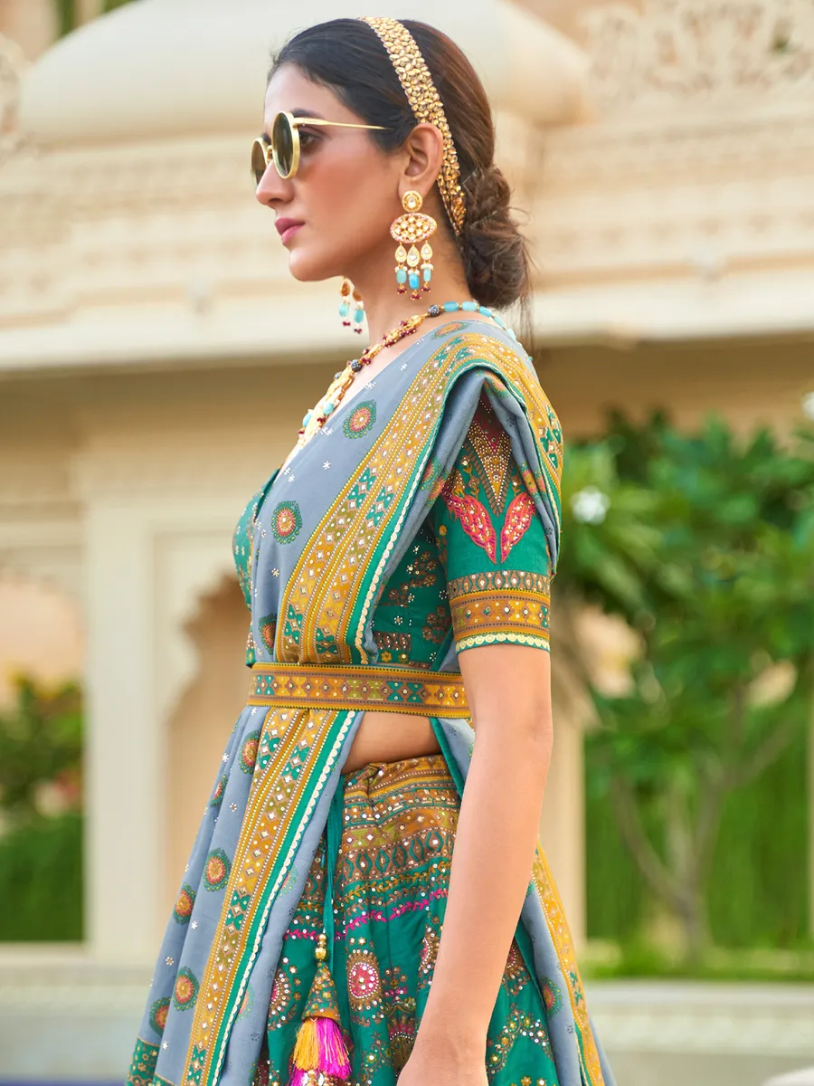 Turquoise green lehenga choli with dupatta