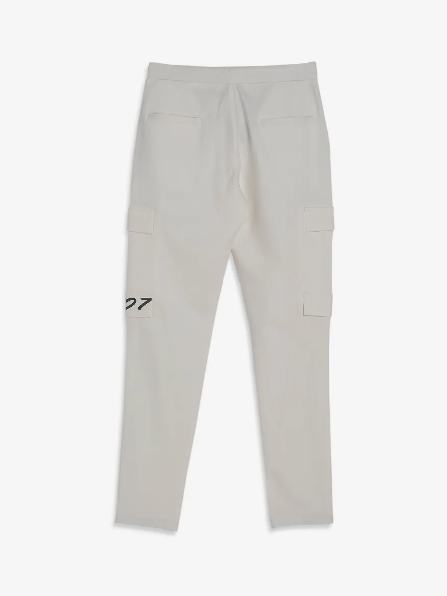 TYZ solid white lycra track pant