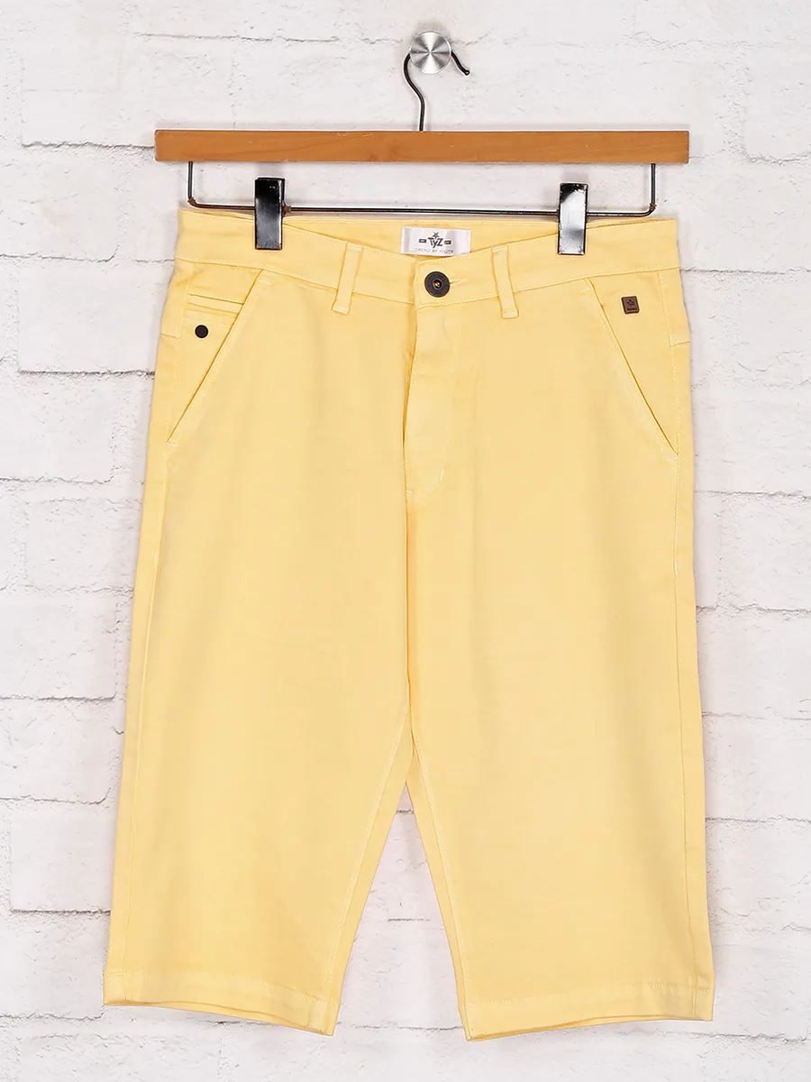 TYZ solid yellow casual wear shorts