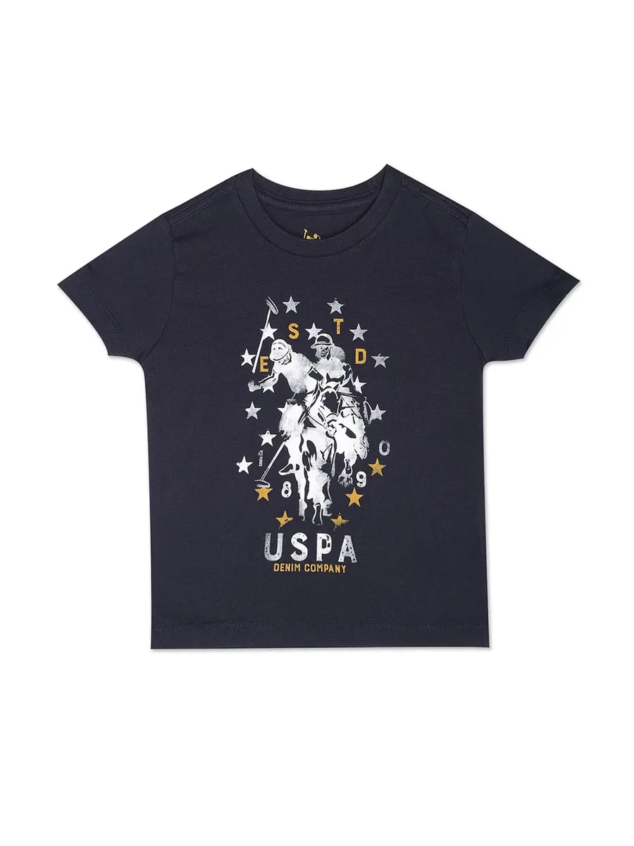 U S POLO ASSN black boys printed t shirt