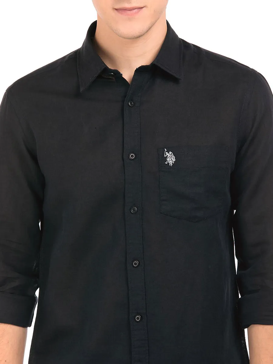 U S Polo Assn black cotton shirt