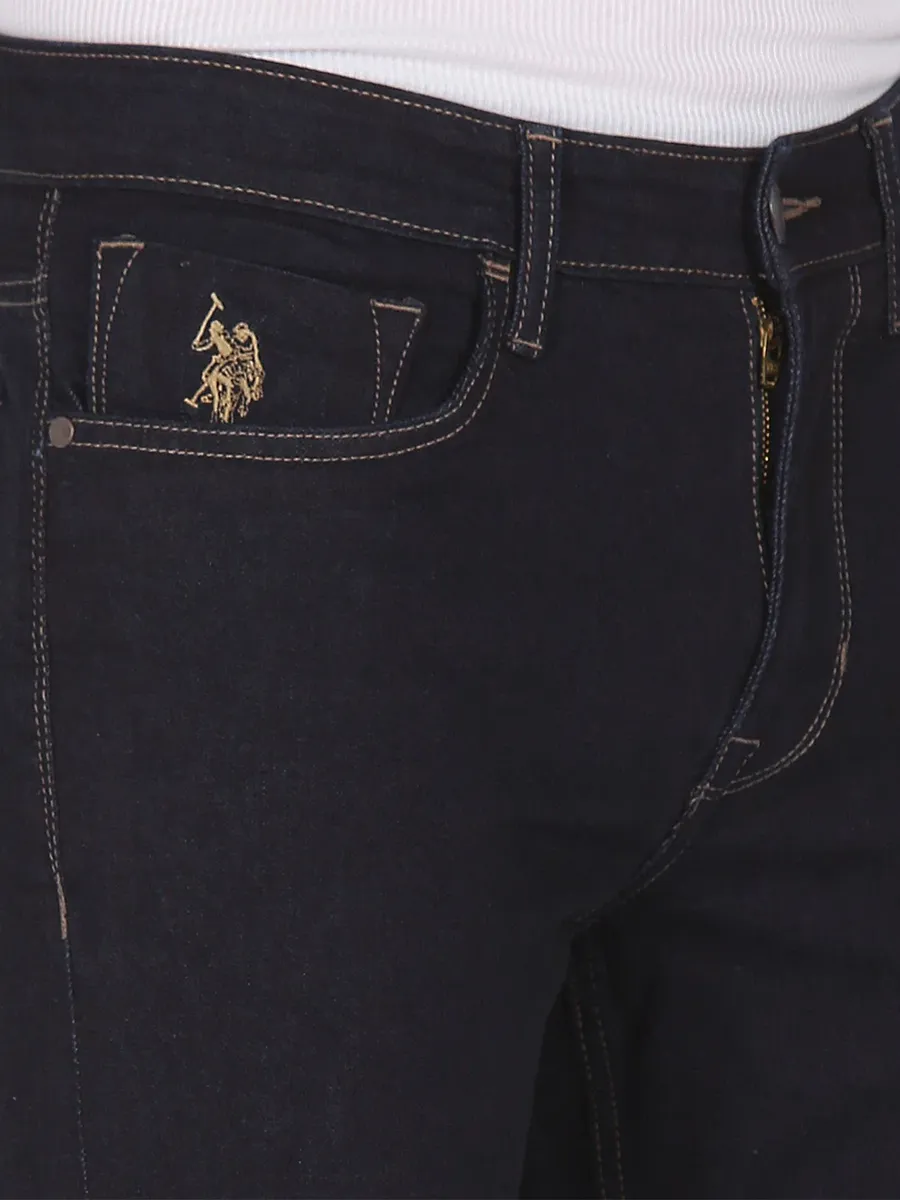 U S POLO ASSN black solid slim tapered fit jeans