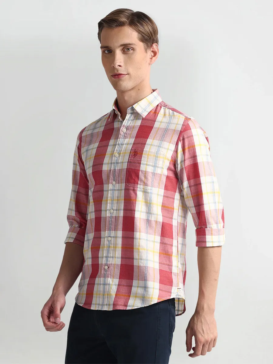 U S POLO ASSN checks cotton red shirt