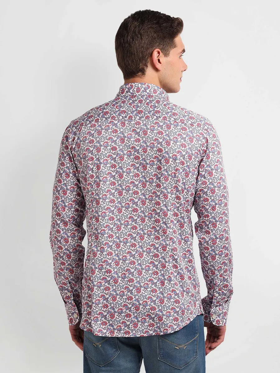 U S POLO ASSN cotton printed shirt in white