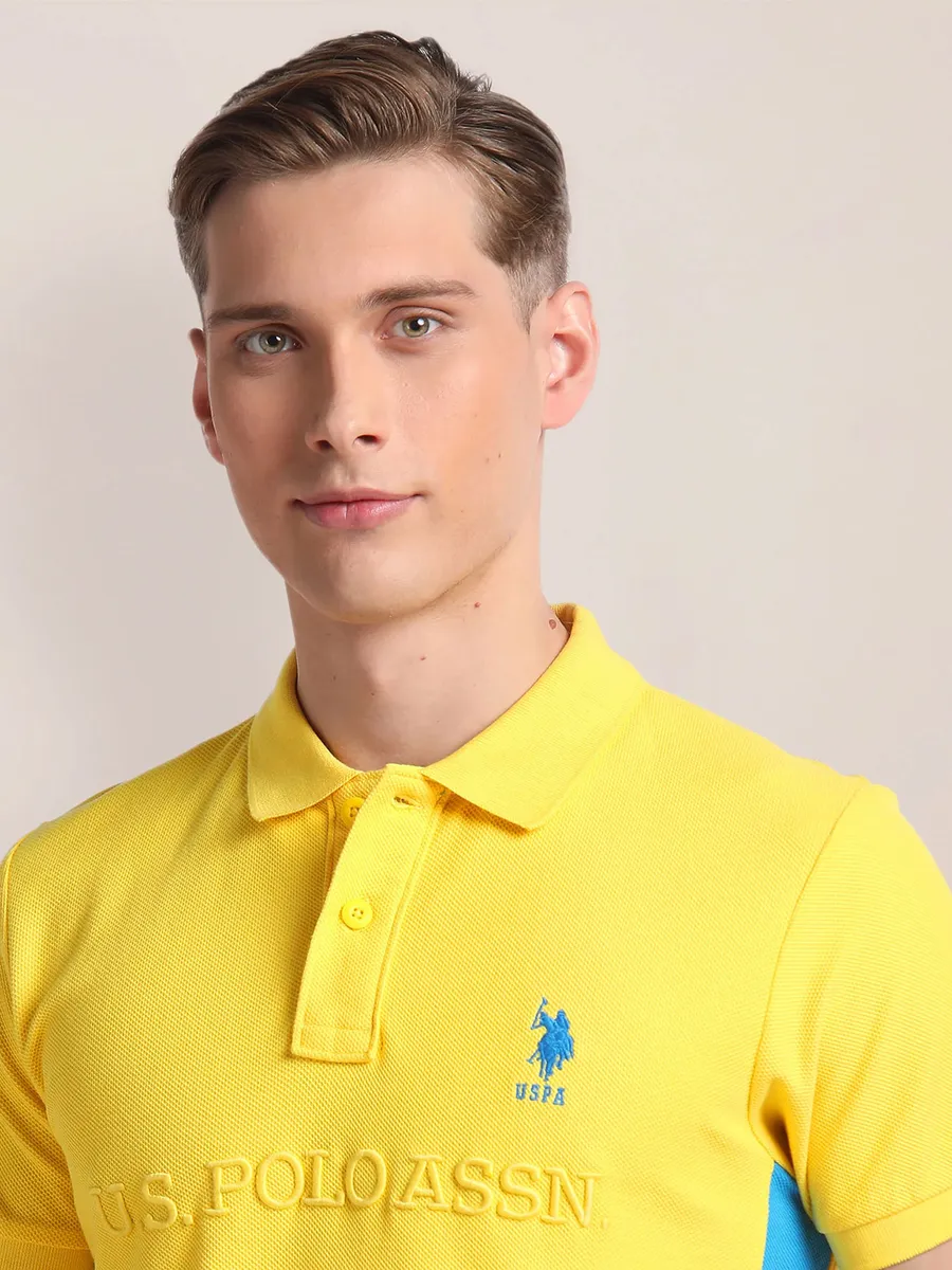 U S POLO ASSN cotton yellow polo t shirt