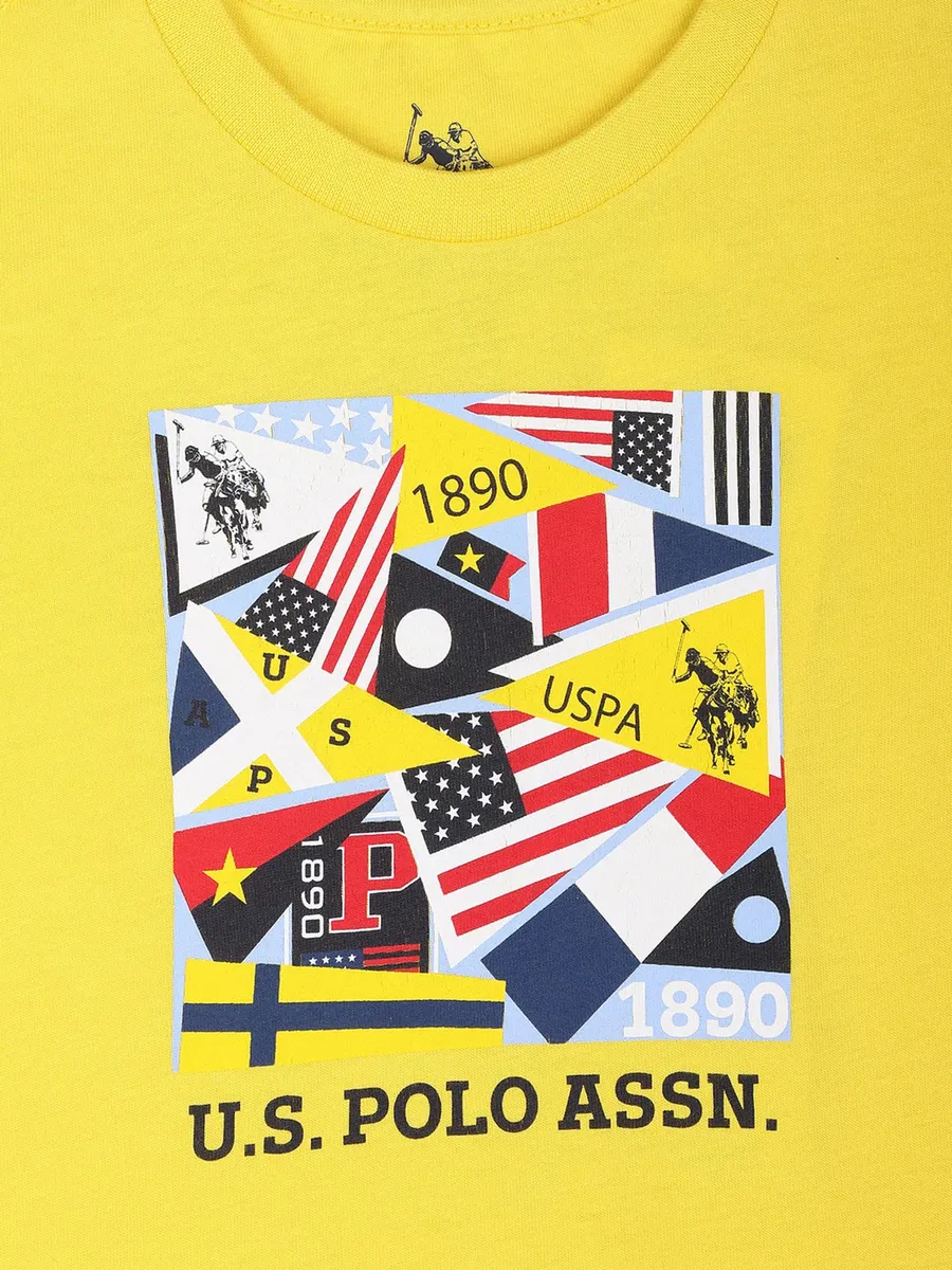 U S POLO ASSN cotton yellow printed t shirt