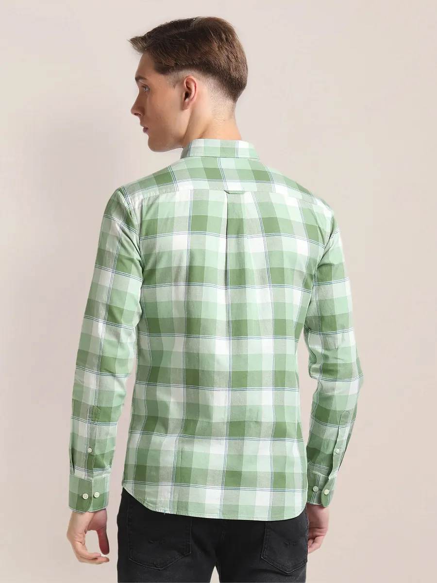 U S POLO ASSN green cotton checks shirt