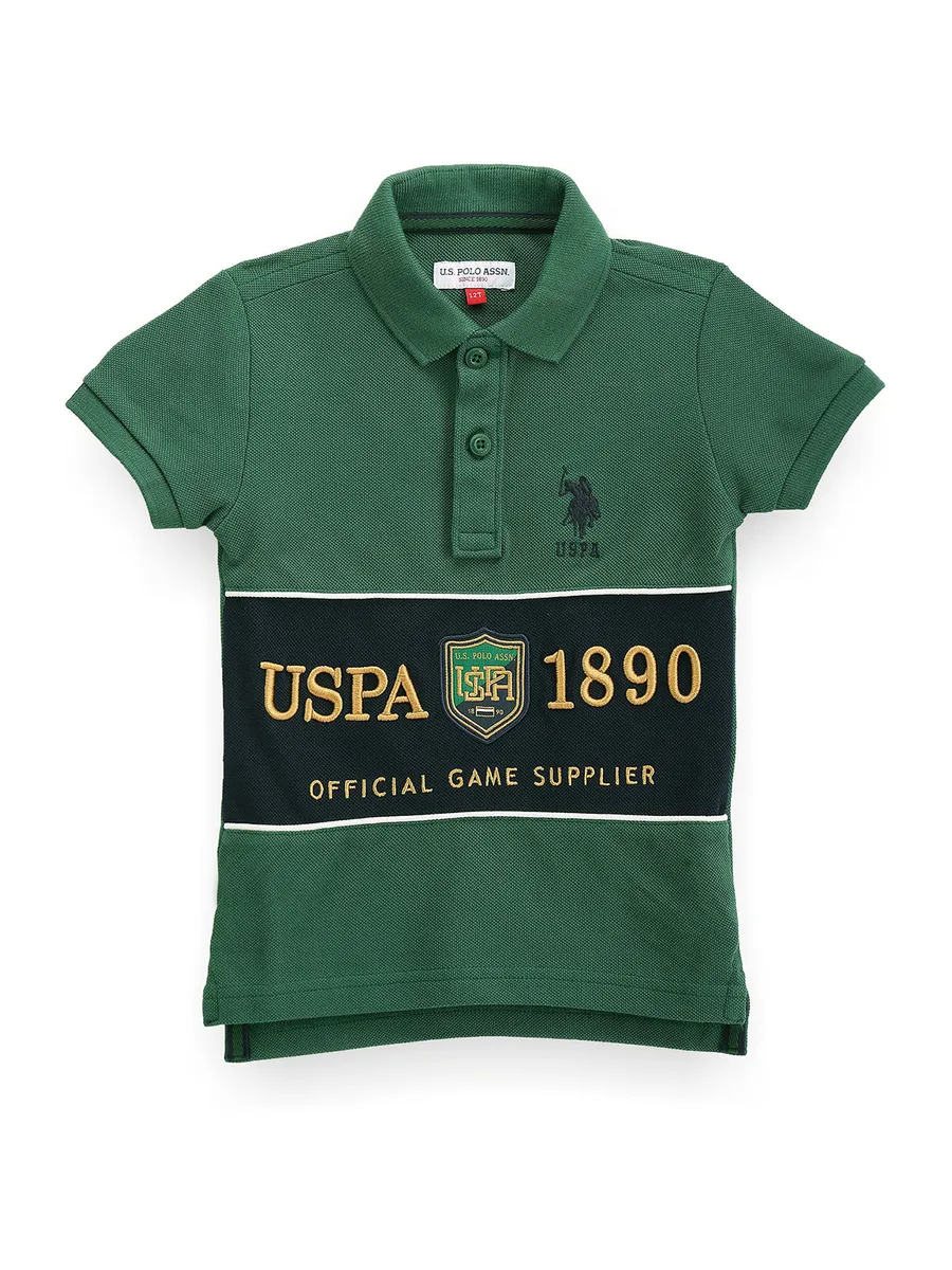 U S POLO ASSN green cotton polo collar t-shirt