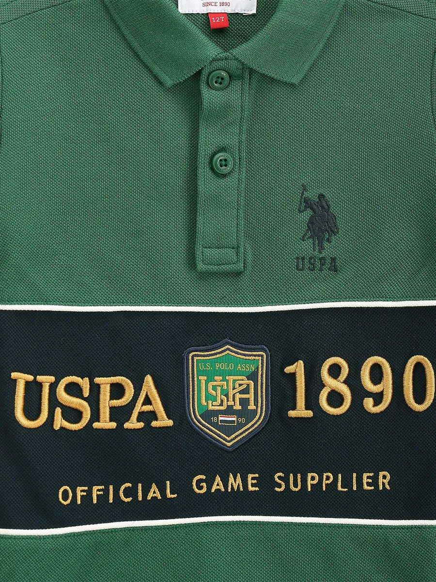 U S POLO ASSN green cotton polo collar t-shirt