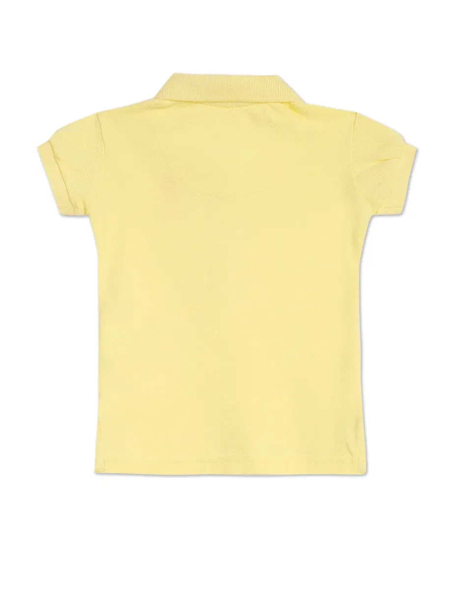 U S POLO ASSN light yellow plain girls t shirt