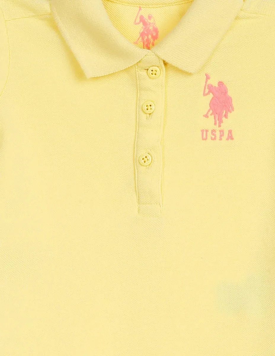 U S POLO ASSN light yellow plain girls t shirt