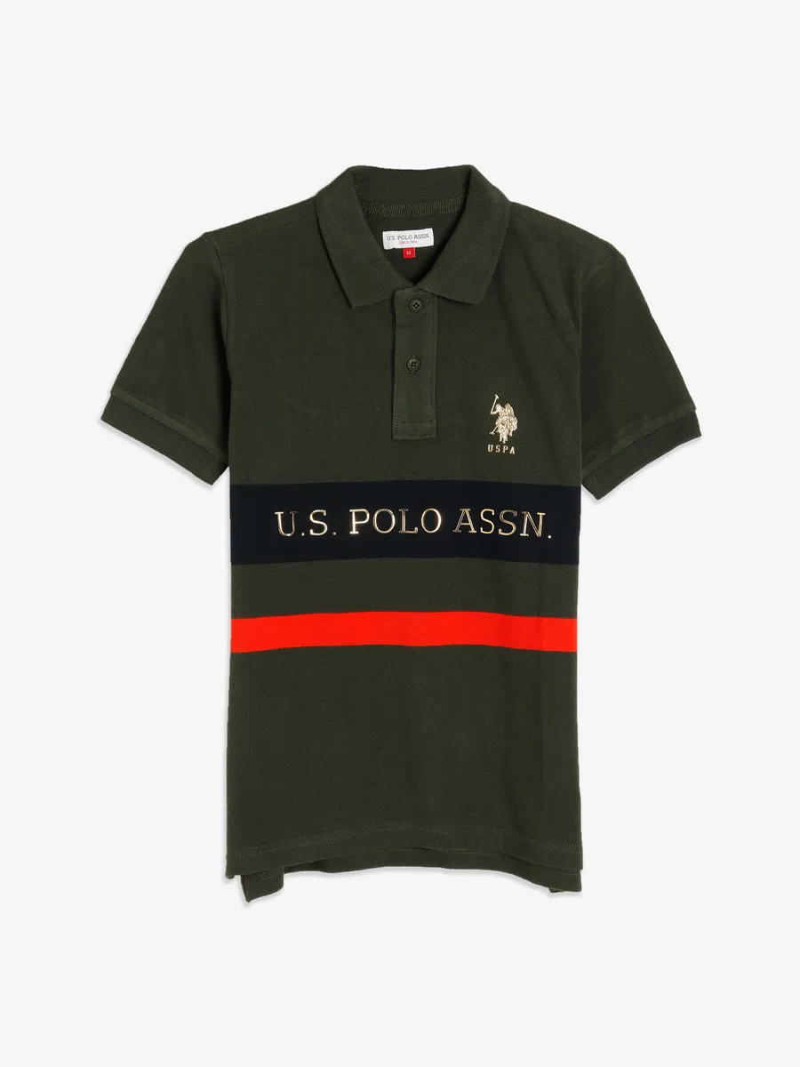 U S POLO ASSN military green polo t shirt