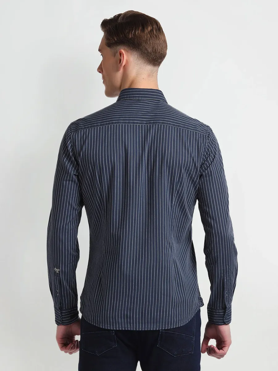 U S POLO ASSN navy cotton stripe shirt