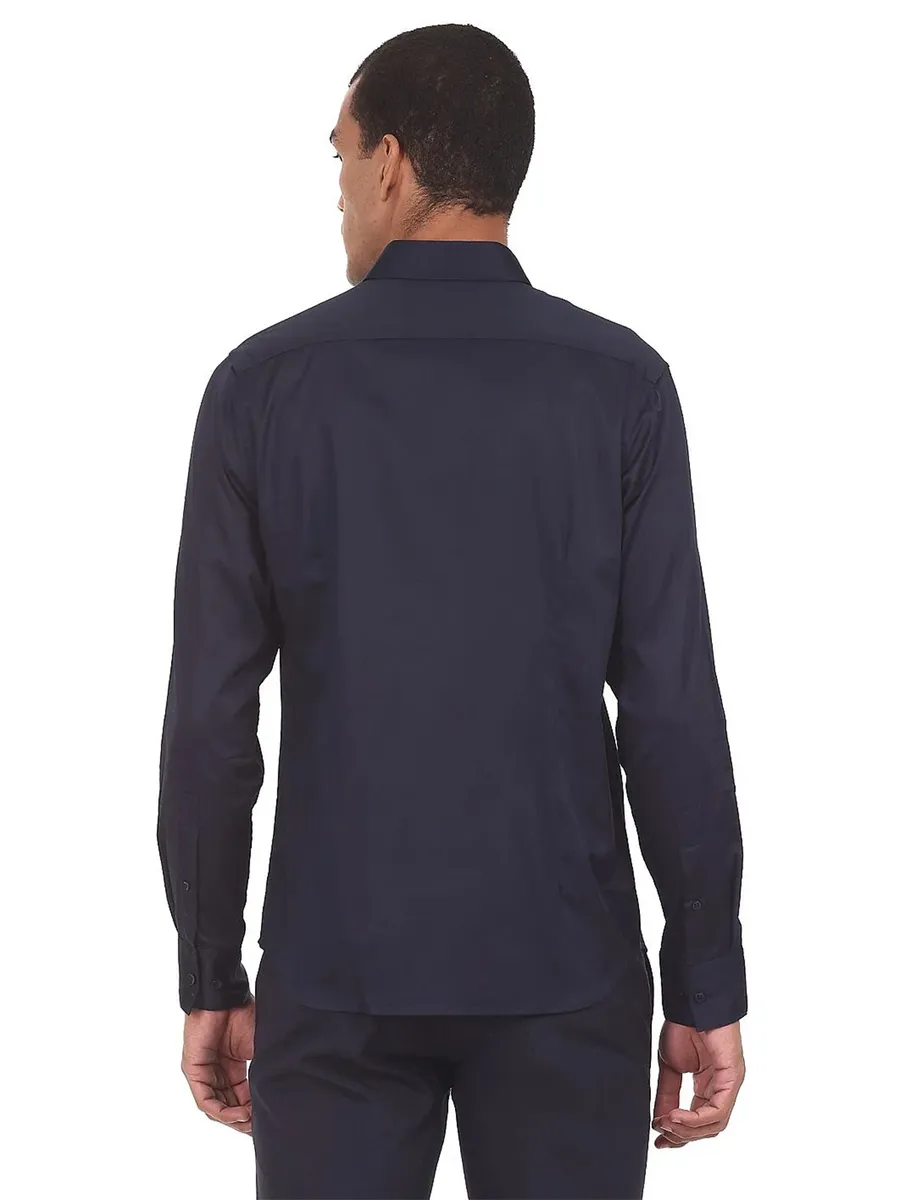 U S POLO ASSN navy plain cotton shirt