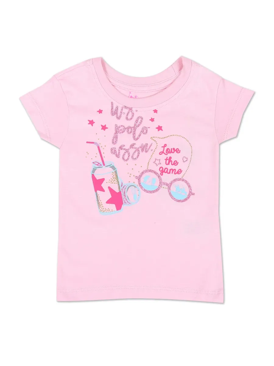 U S POLO ASSN pink cotton printed top