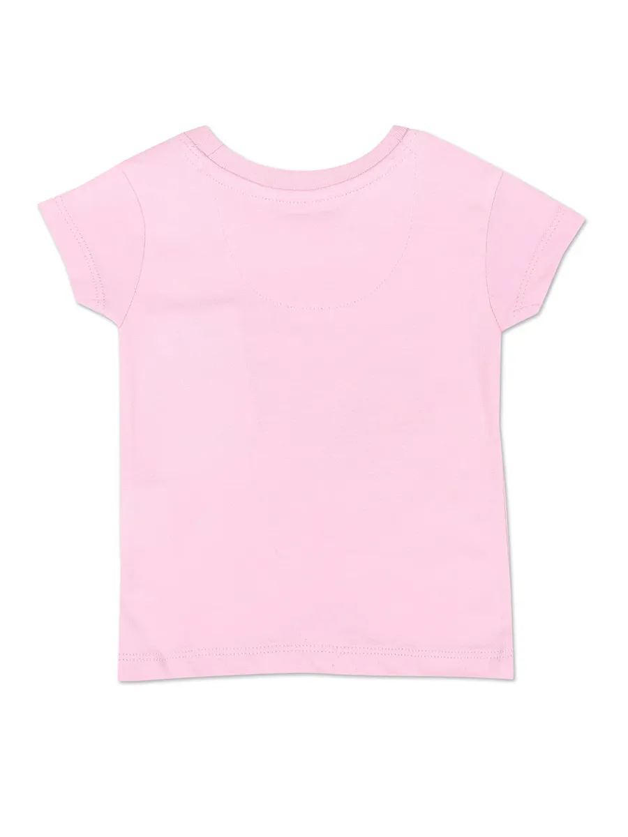 U S POLO ASSN pink cotton printed top