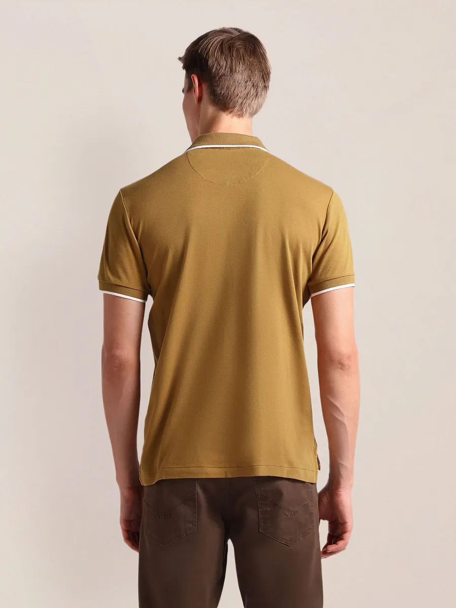 U S POLO ASSN plain khaki cotton t-shirt