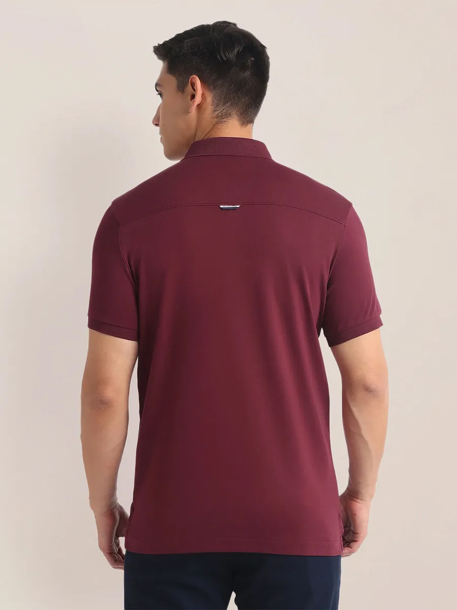 U S POLO ASSN plain maroon cotton t-shirt