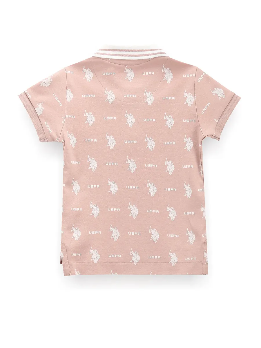 U S POLO ASSN printed peach cotton t-shirt