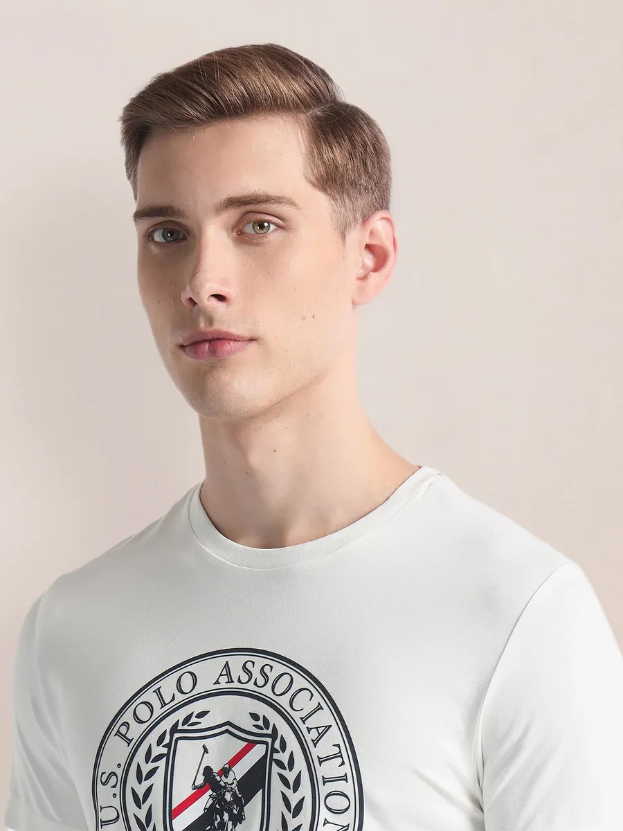 U S POLO ASSN printed white t-shirt in cotton