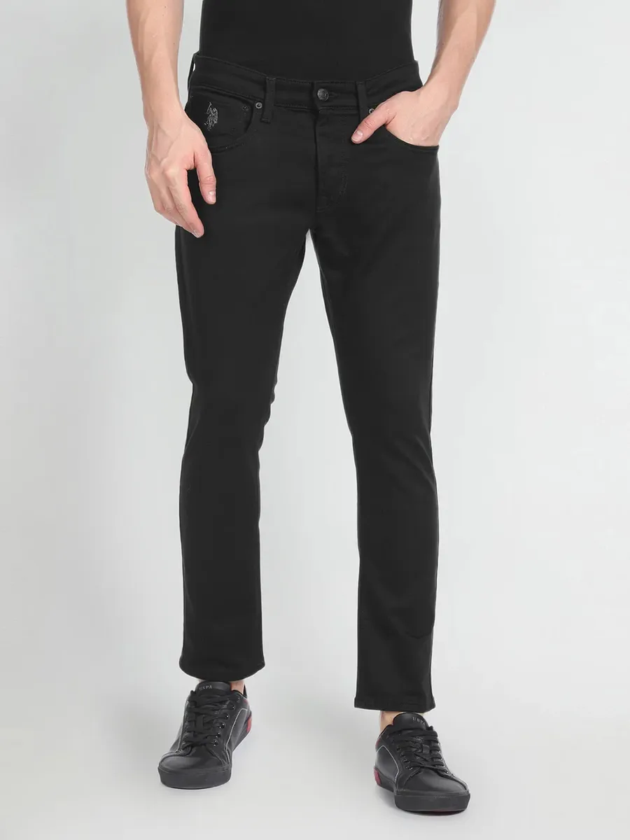 U S POLO ASSN solid slim fit jeans in black