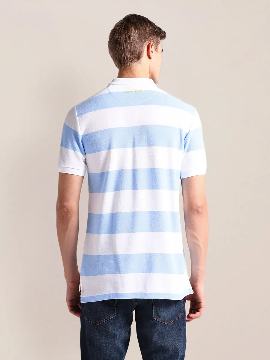 U S POLO ASSN stripe sky blue cotton t-shirt