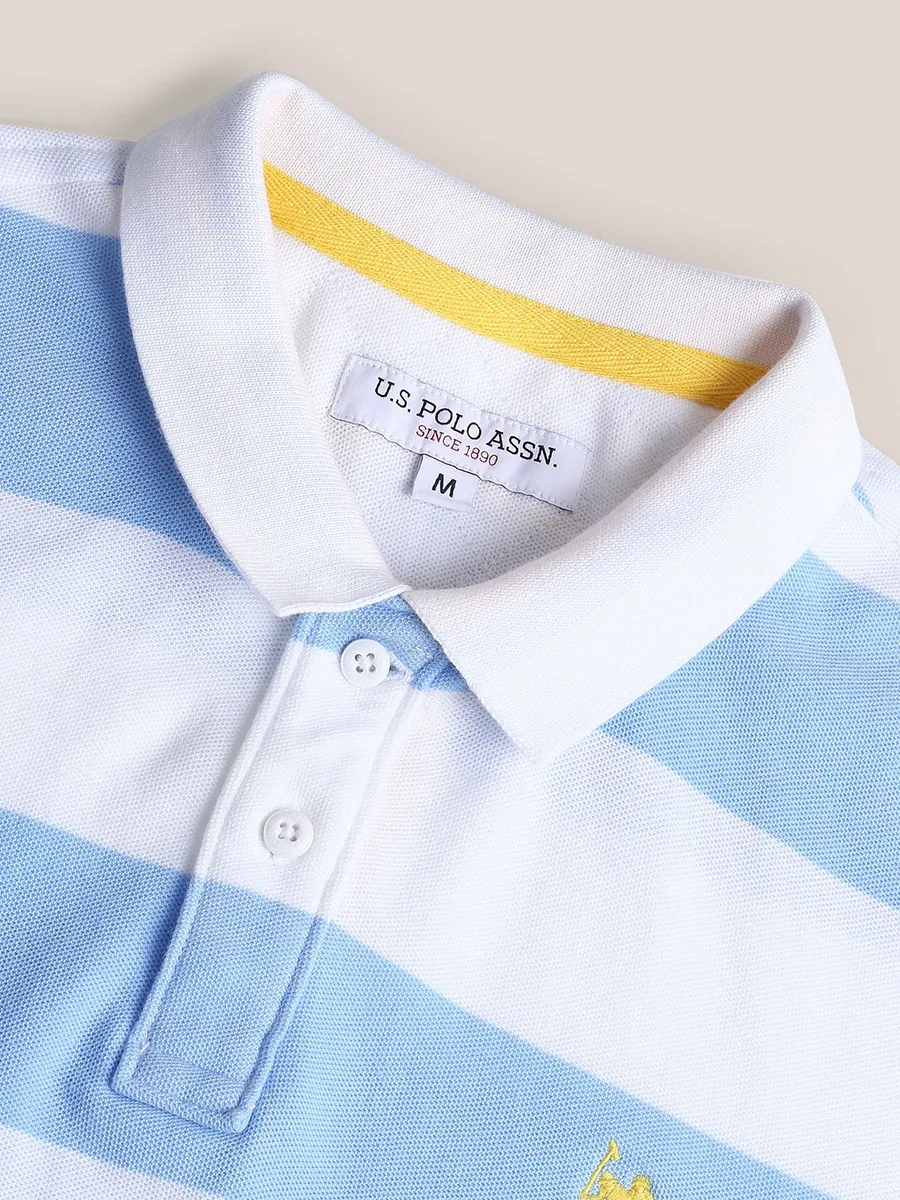 U S POLO ASSN stripe sky blue cotton t-shirt