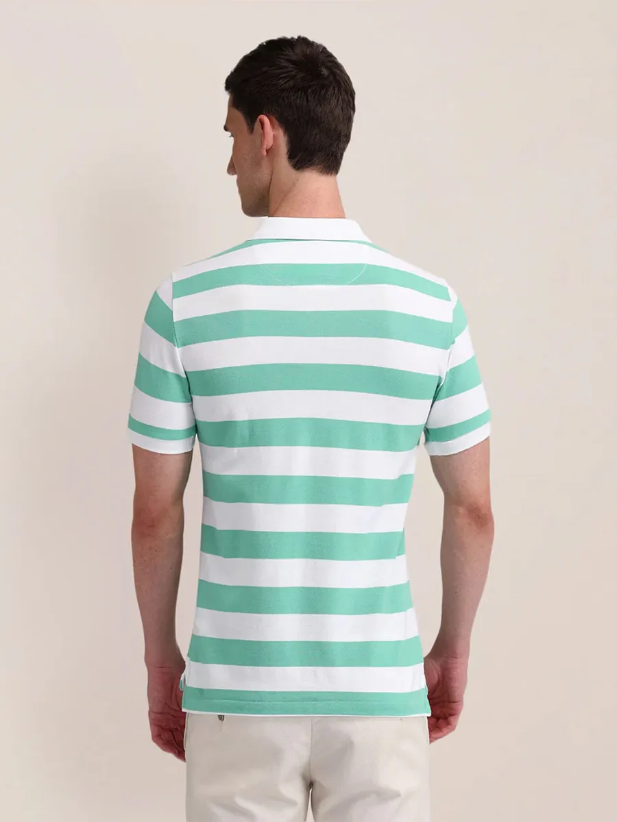 U S POLO ASSN stripe white and green cotton t-shirt