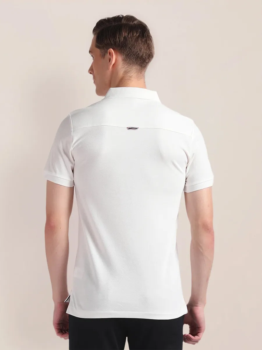U S POLO ASSN white cotton polo printed t-shirt