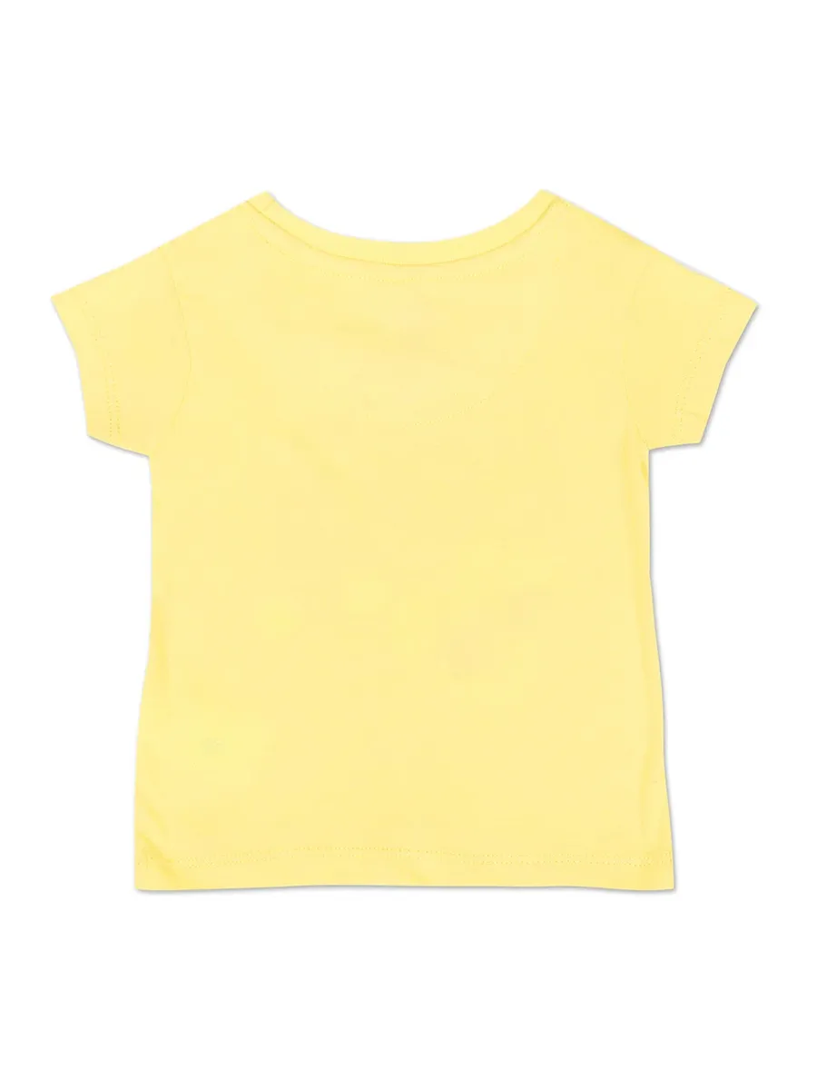 U S POLO ASSN yellow cotton printed top