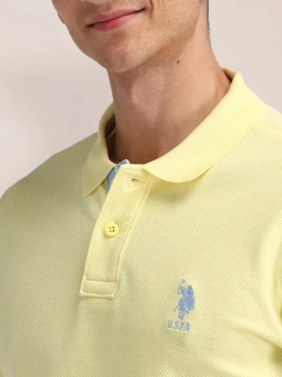 U S POLO ASSN yellow plain cotton t-shirt