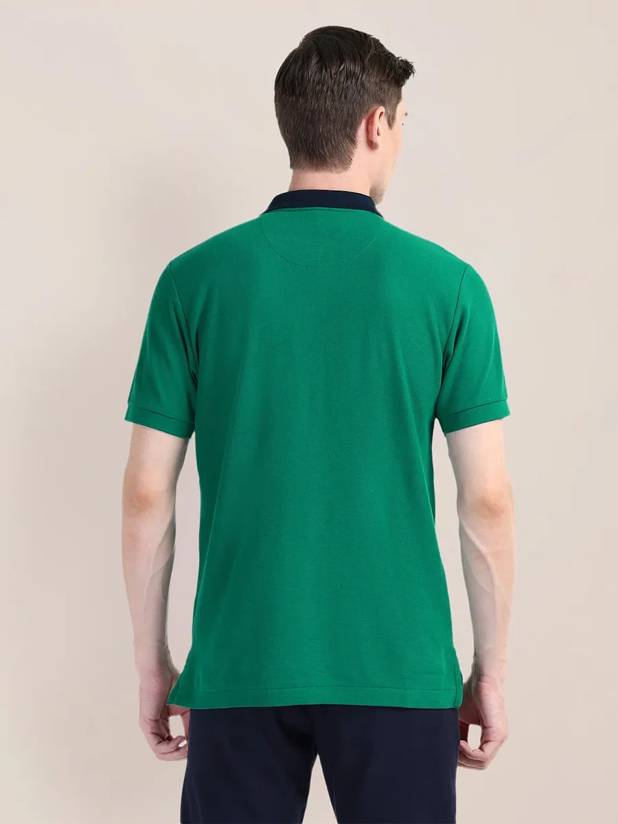 U S POLO plain green cotton slim t-shirt