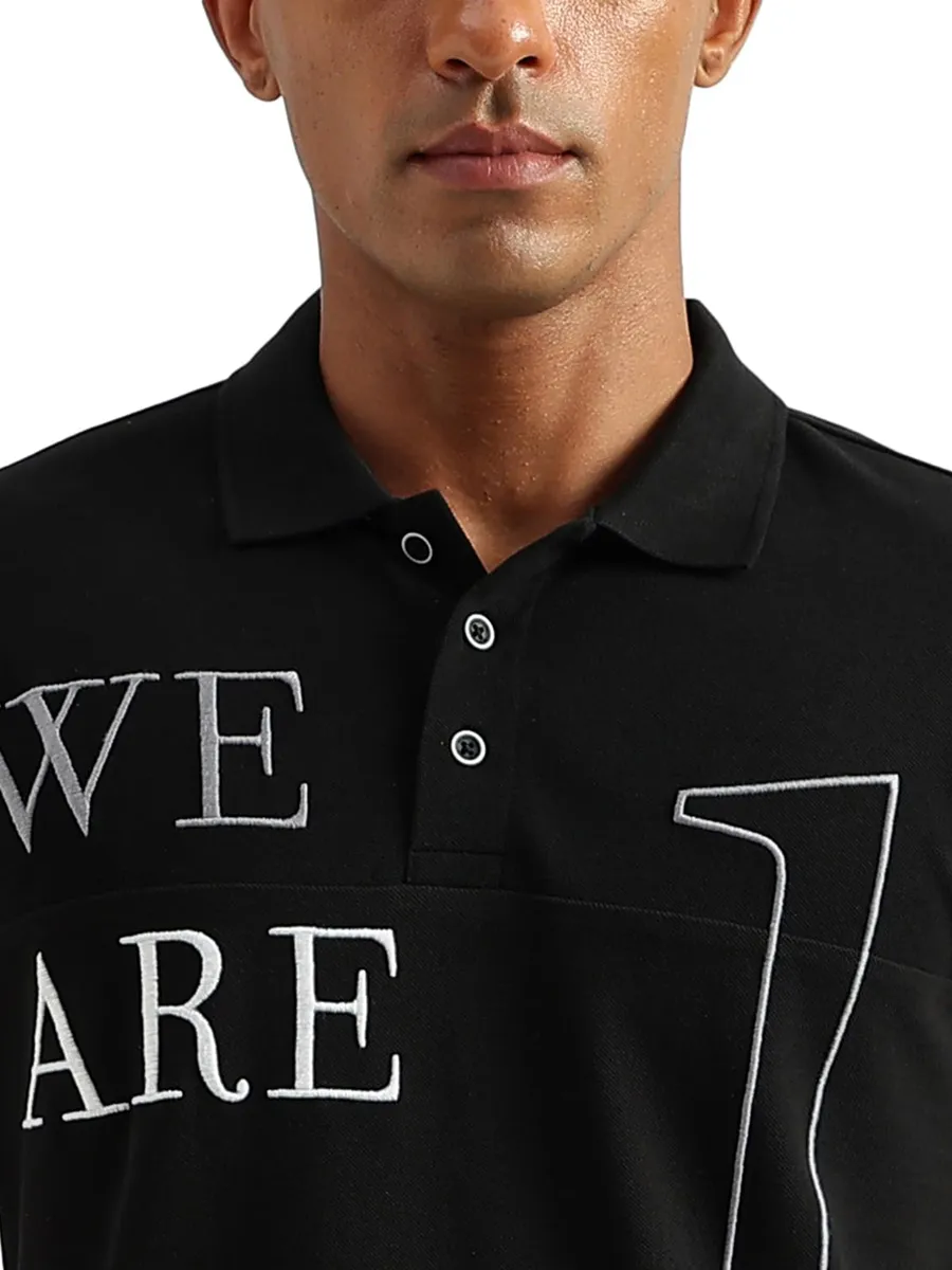 UCB cotton polo neck black t shirt