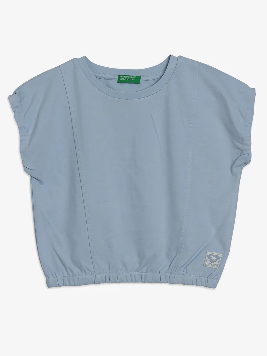 UCB cotton sky blue plain crop top