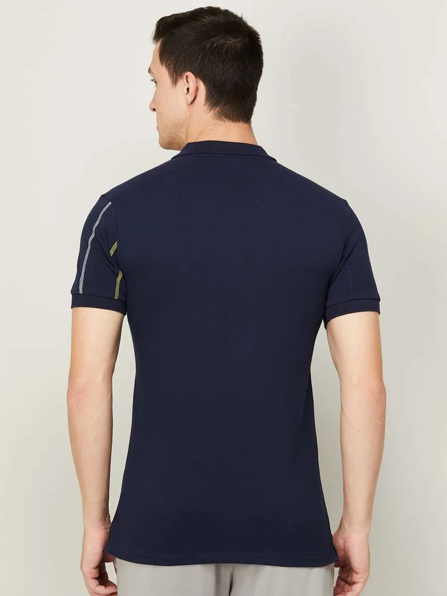 UCB cotton stripe slim fit navy t shirt