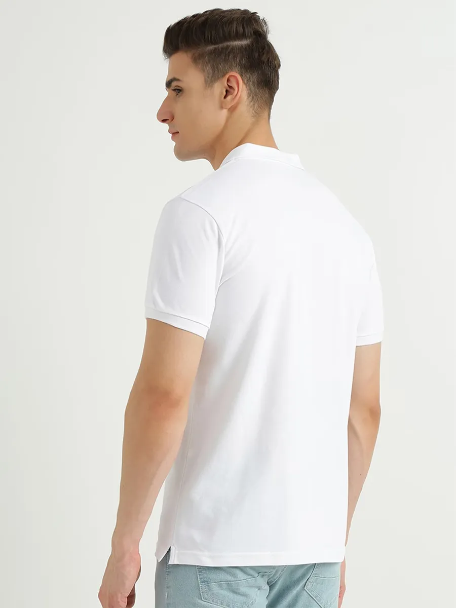 UCB cotton white casual plain polo t shirt