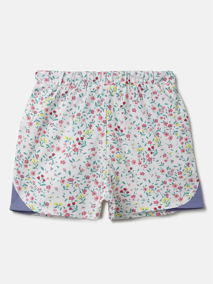 UCB cotton white printed shorts