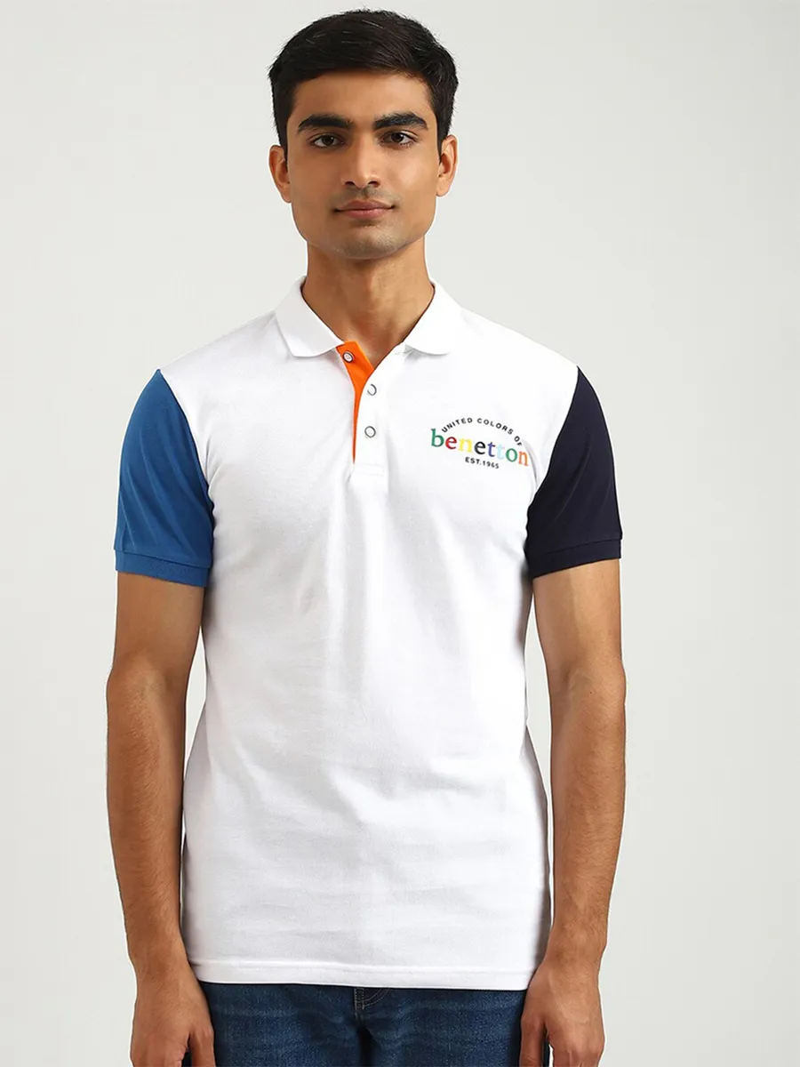 UCB cotton white slim sit t shirt for men