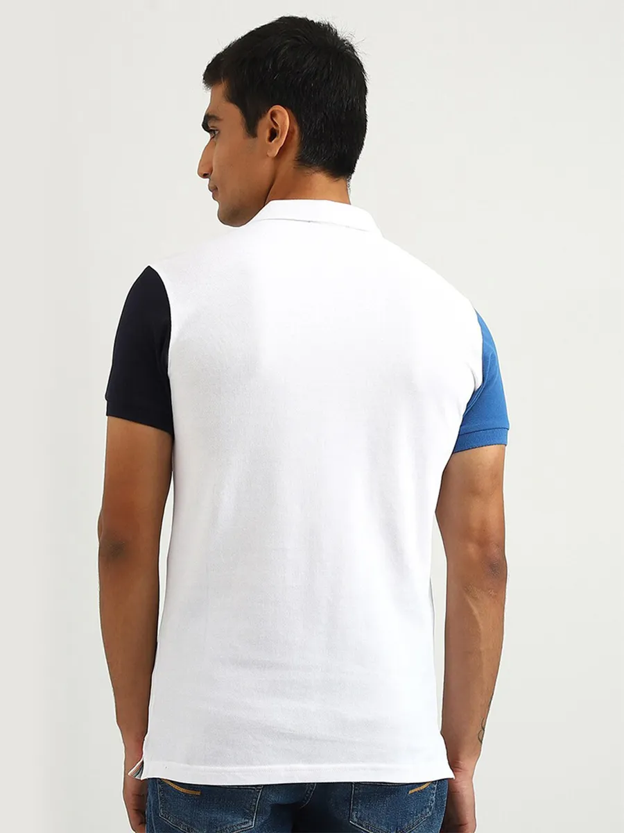 UCB cotton white slim sit t shirt for men
