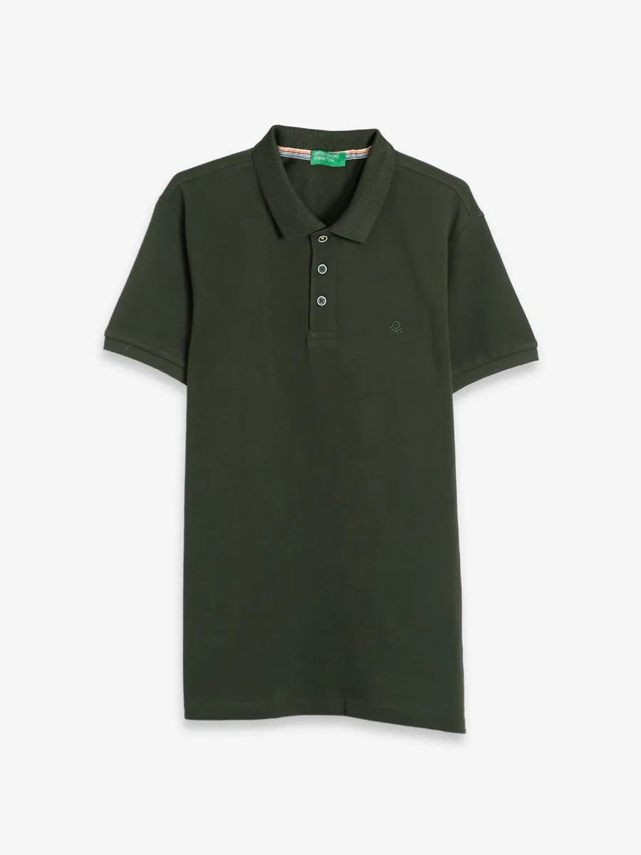 UCB dark green cotton polo t shirt