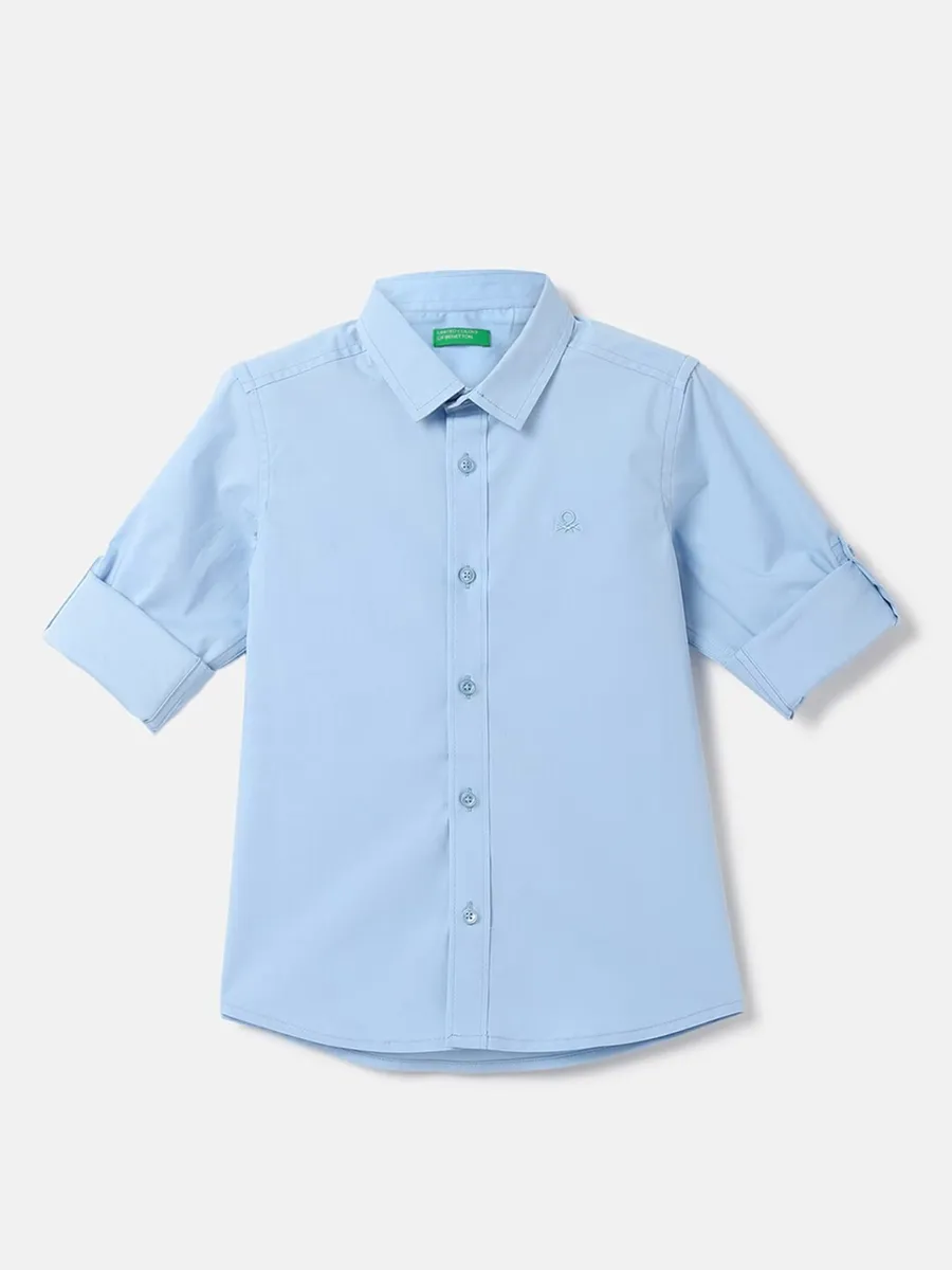 UCB light blue cotton plain shirt