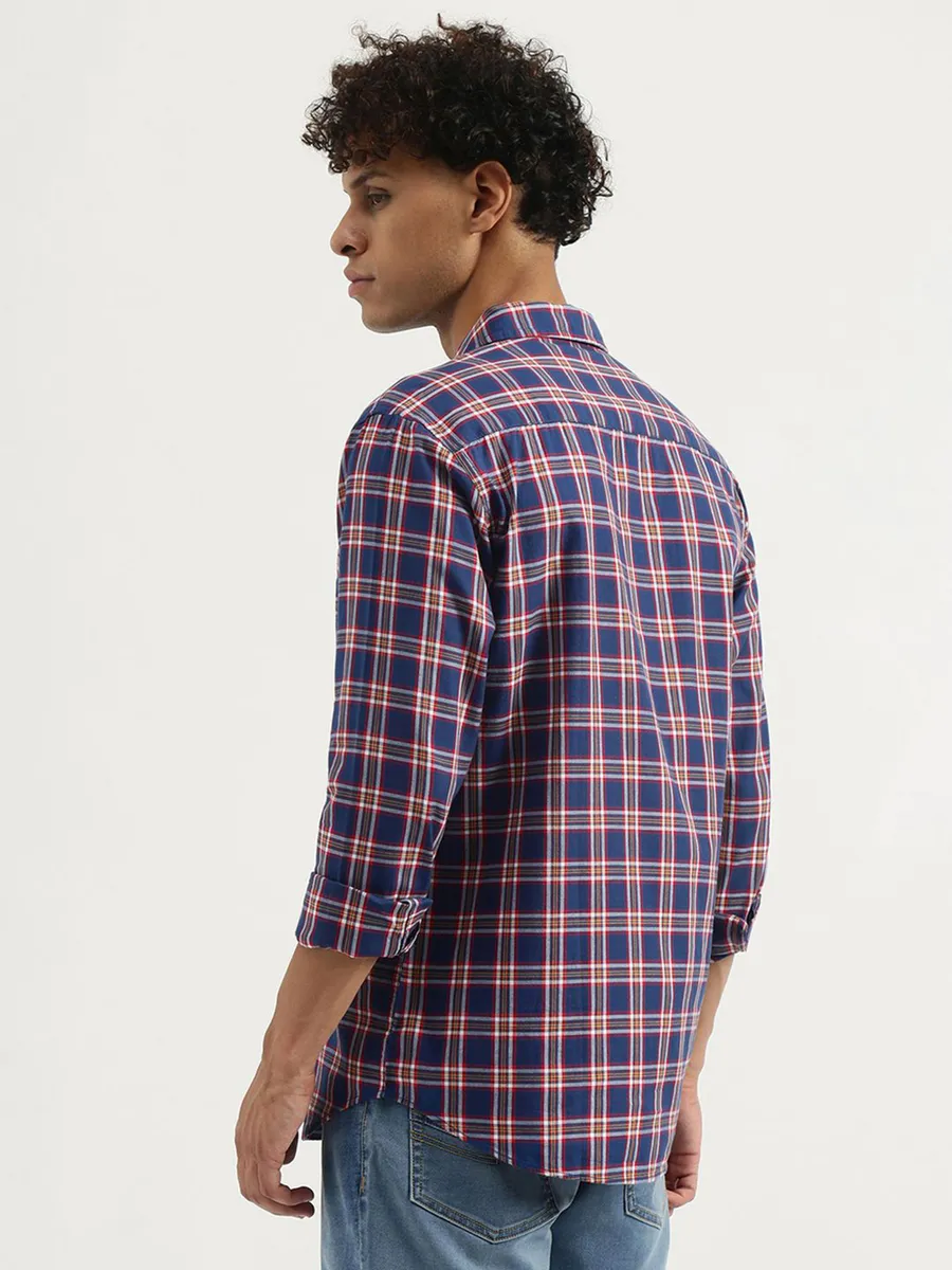 UCB navy cotton casual flannel shirt for men