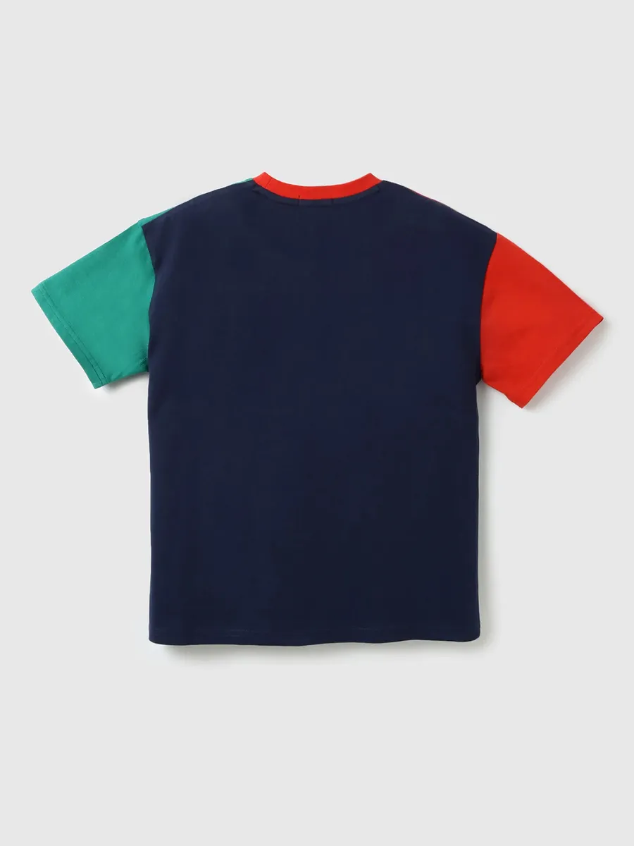 UCB navy cotton color block t shirt