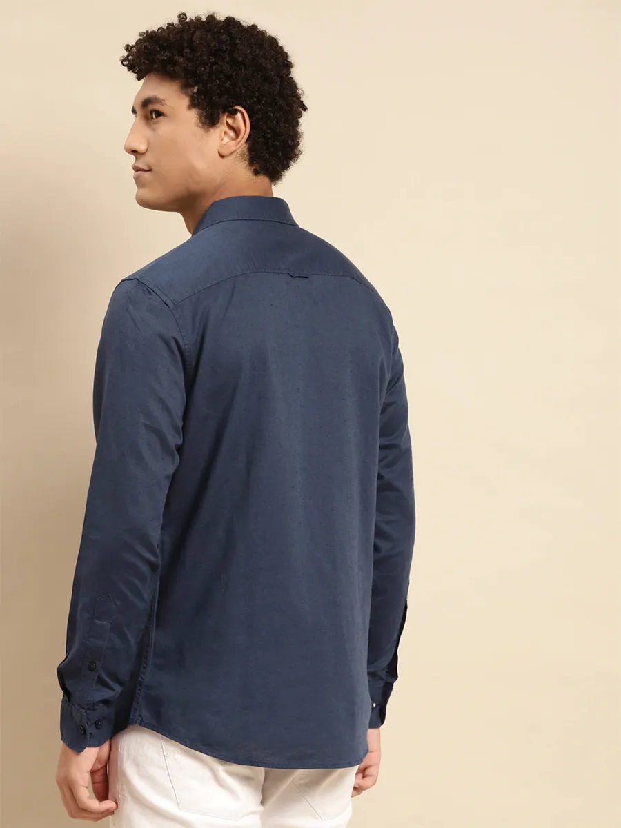 UCB navy plain cotton shirt for men