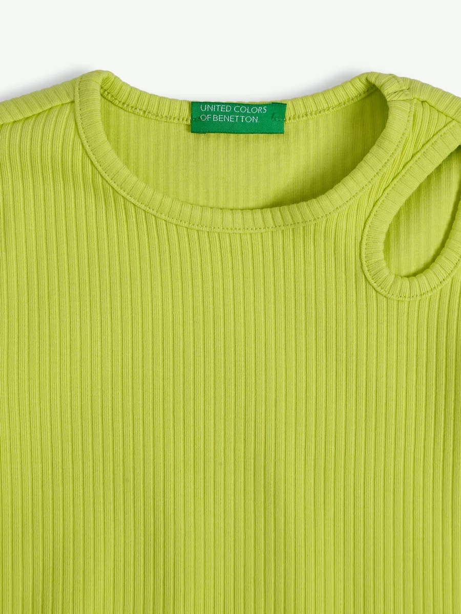 UCB neon green ribbed top