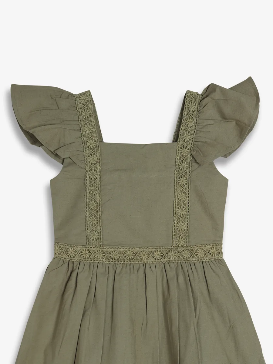 UCB olive cotton plain frock