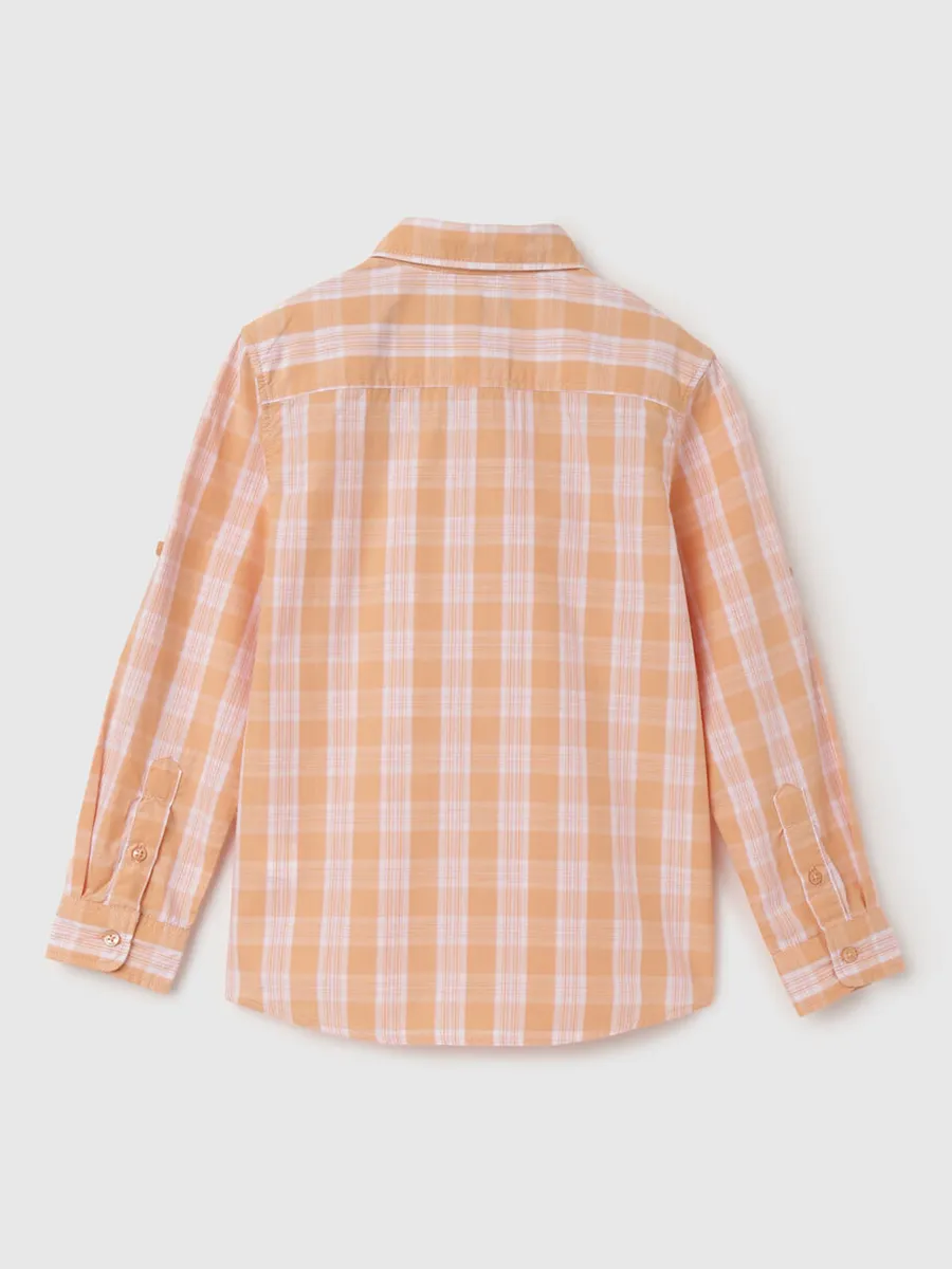 UCB peach cotton checks shirt