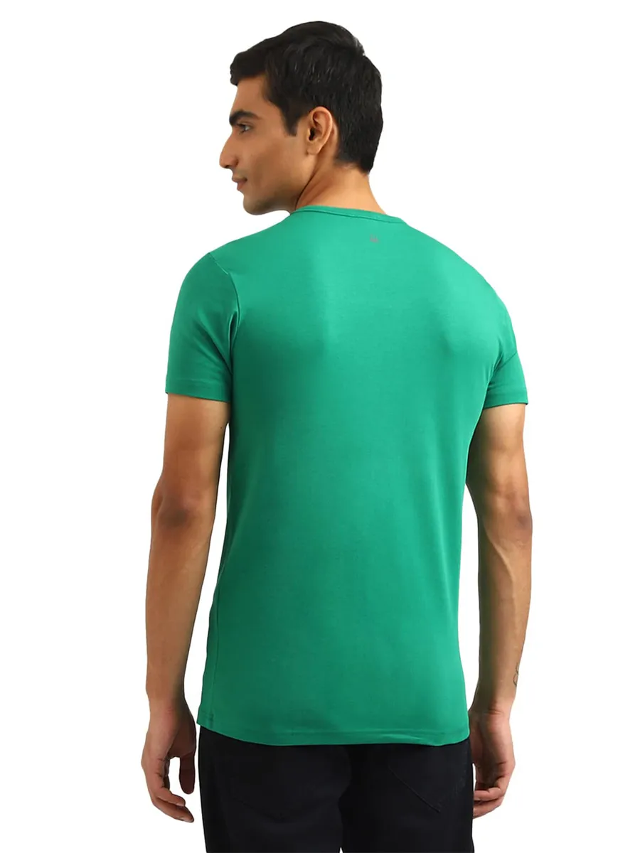 UCB peacock green cotton slim fit t shirt